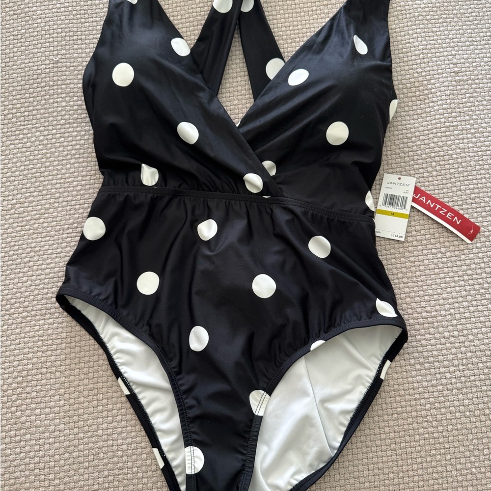 Jantzen Women’s Black and White Polka Dot One Piece Bathing Suit